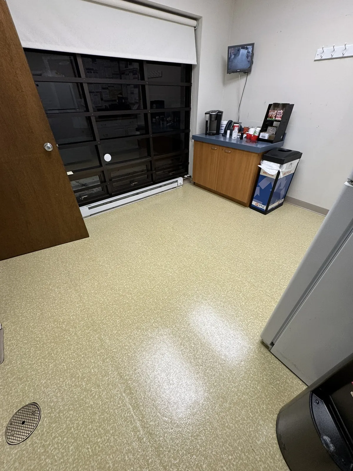 Commercial office floor after cleaning with an even, presentable finish
